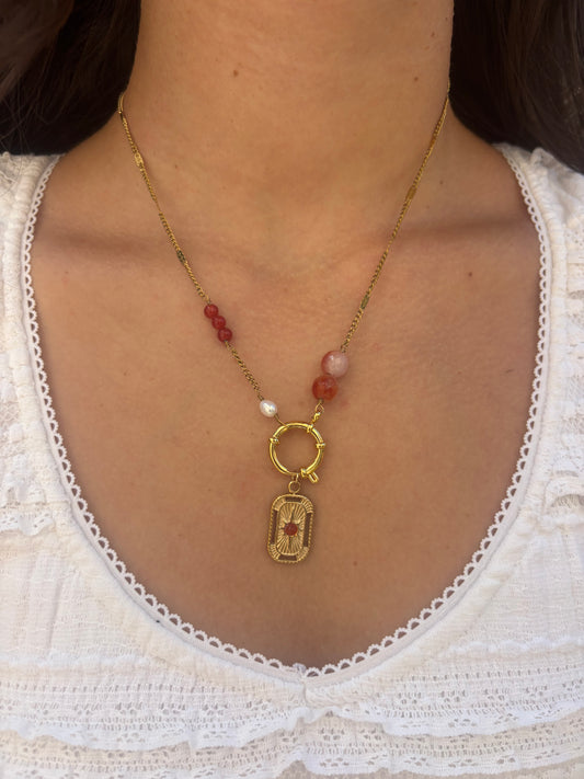 Golden Amber Compass Necklace