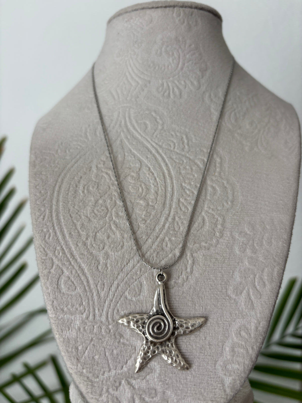 Spiral Starfish Silver Chain Necklace
