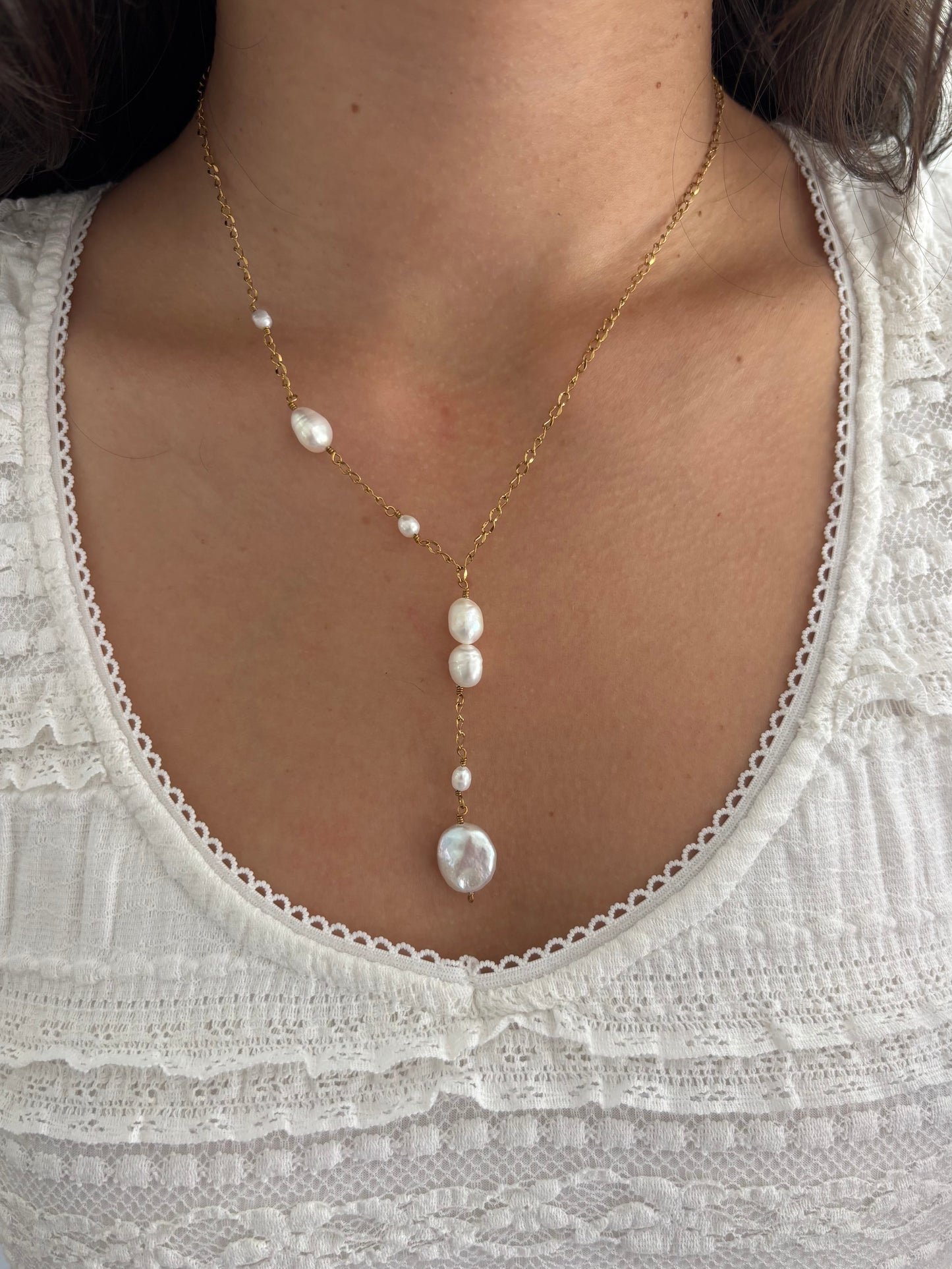 Pearl Drop Half Chain Necklaces