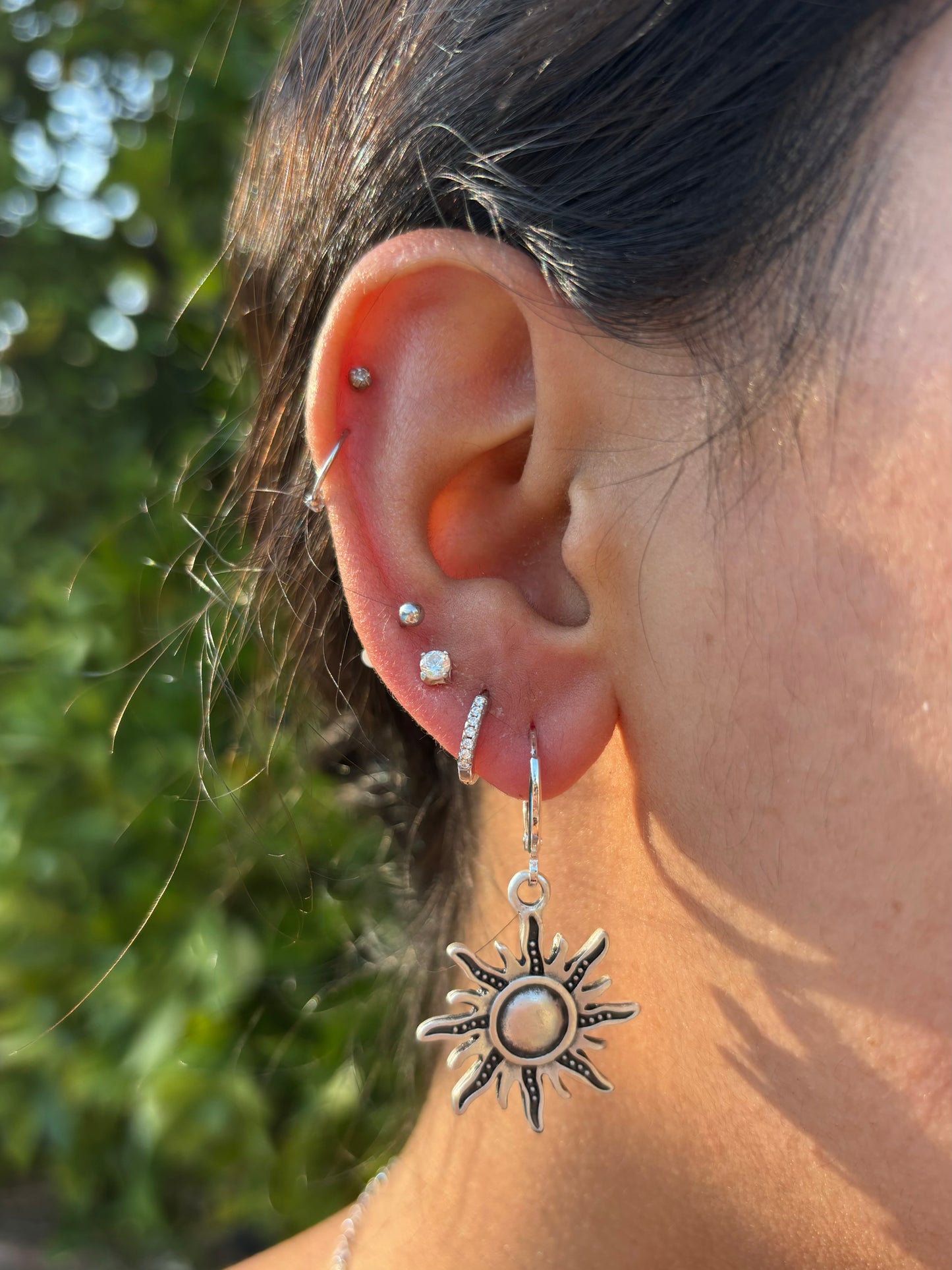 Big Sun Silver Huggie Earrings