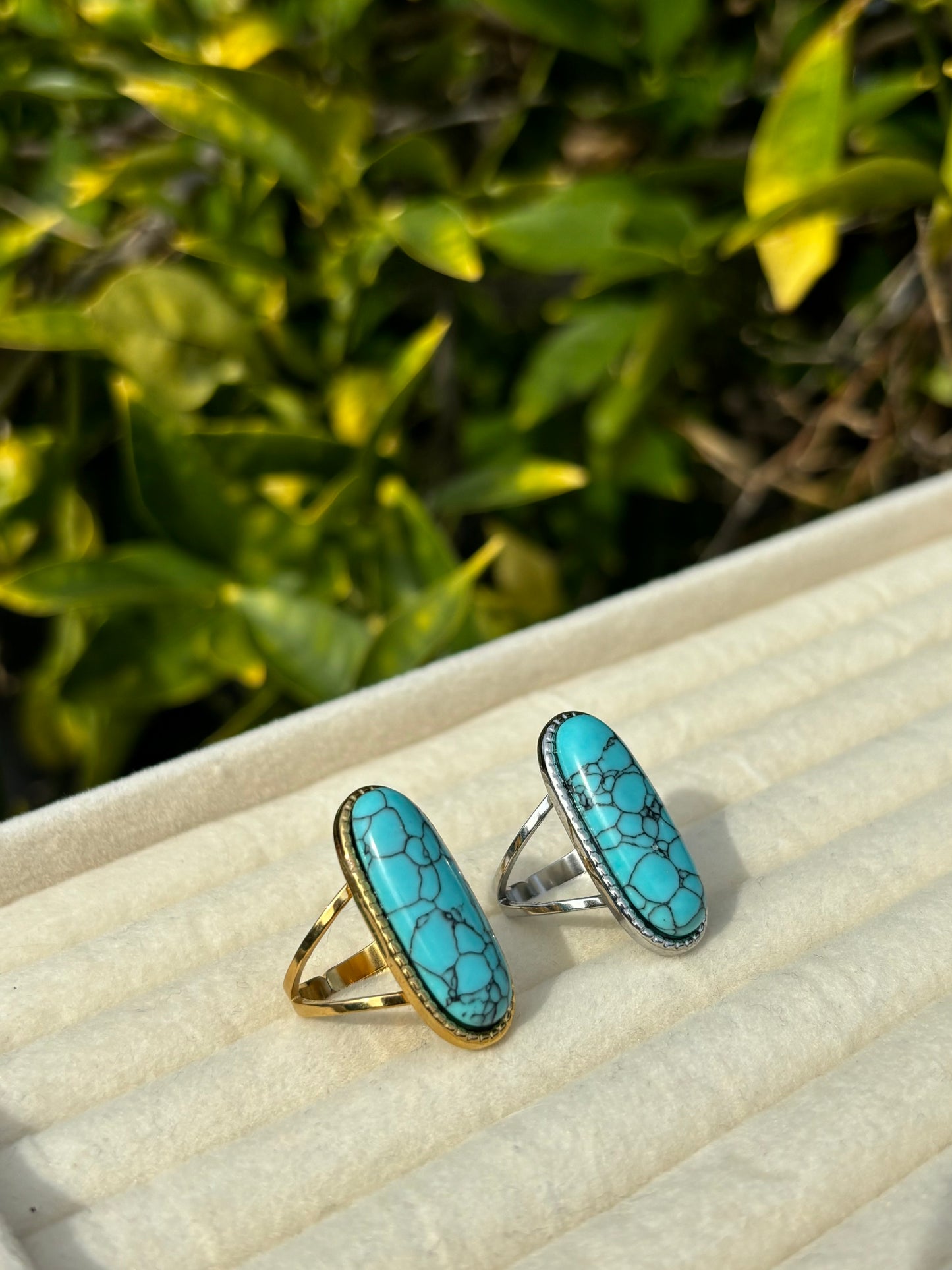 Chunky Blue Stone Adjustable Rings