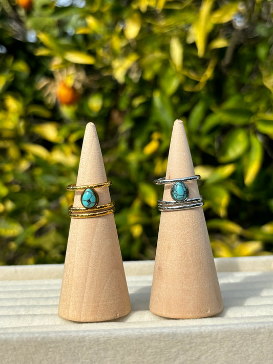 Stacked Blue Stone Adjustable Rings