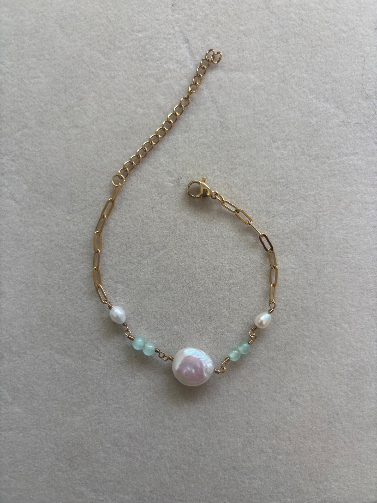 Aqua Pearl Wire Bracelets