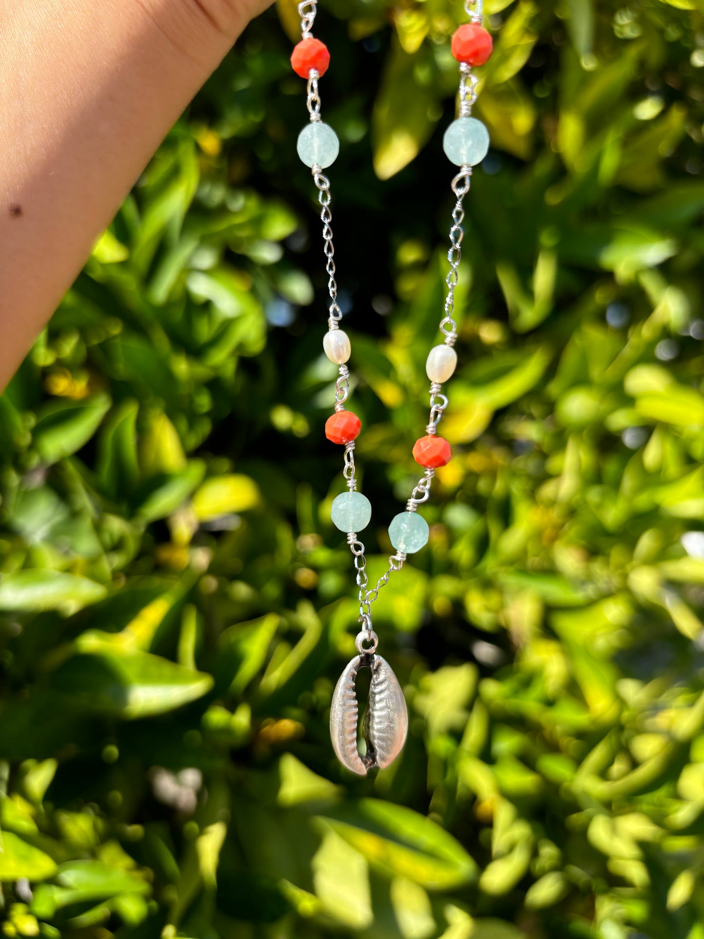 Cowrie Shell Silver Necklace
