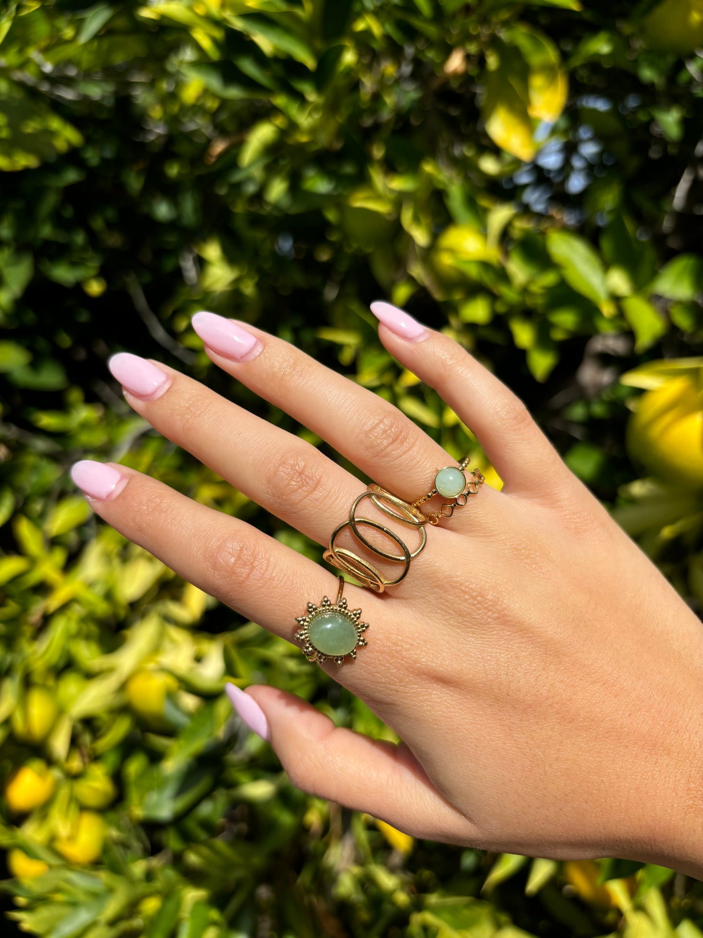 Aventurine Stone Gold Ring