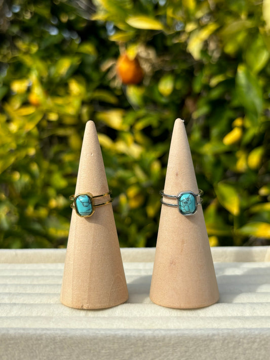 Small Blue Stone Adjustable Rings