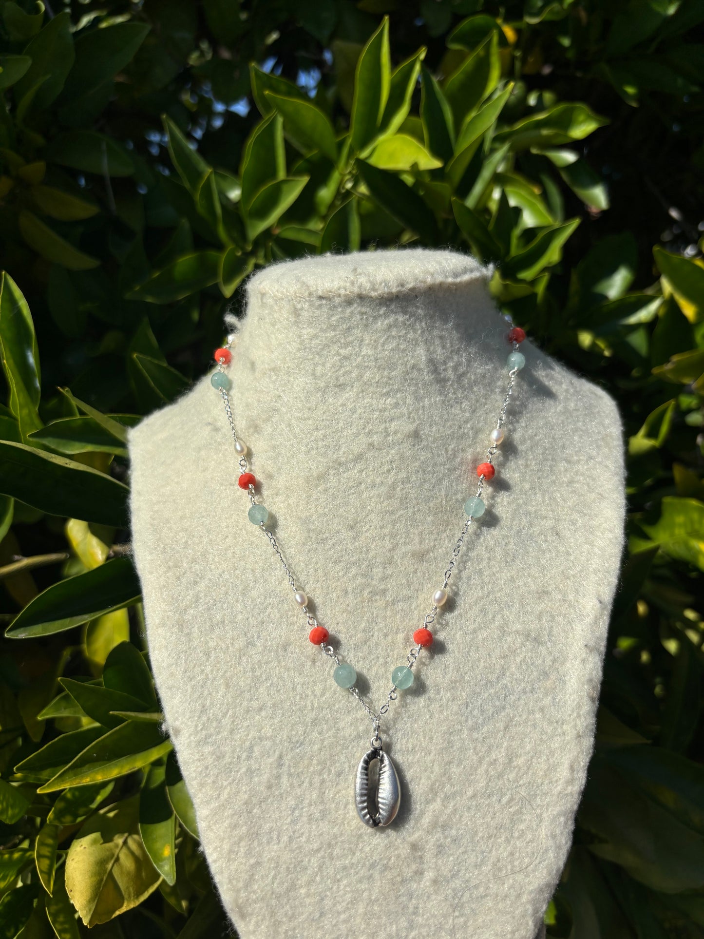Cowrie Shell Silver Necklace