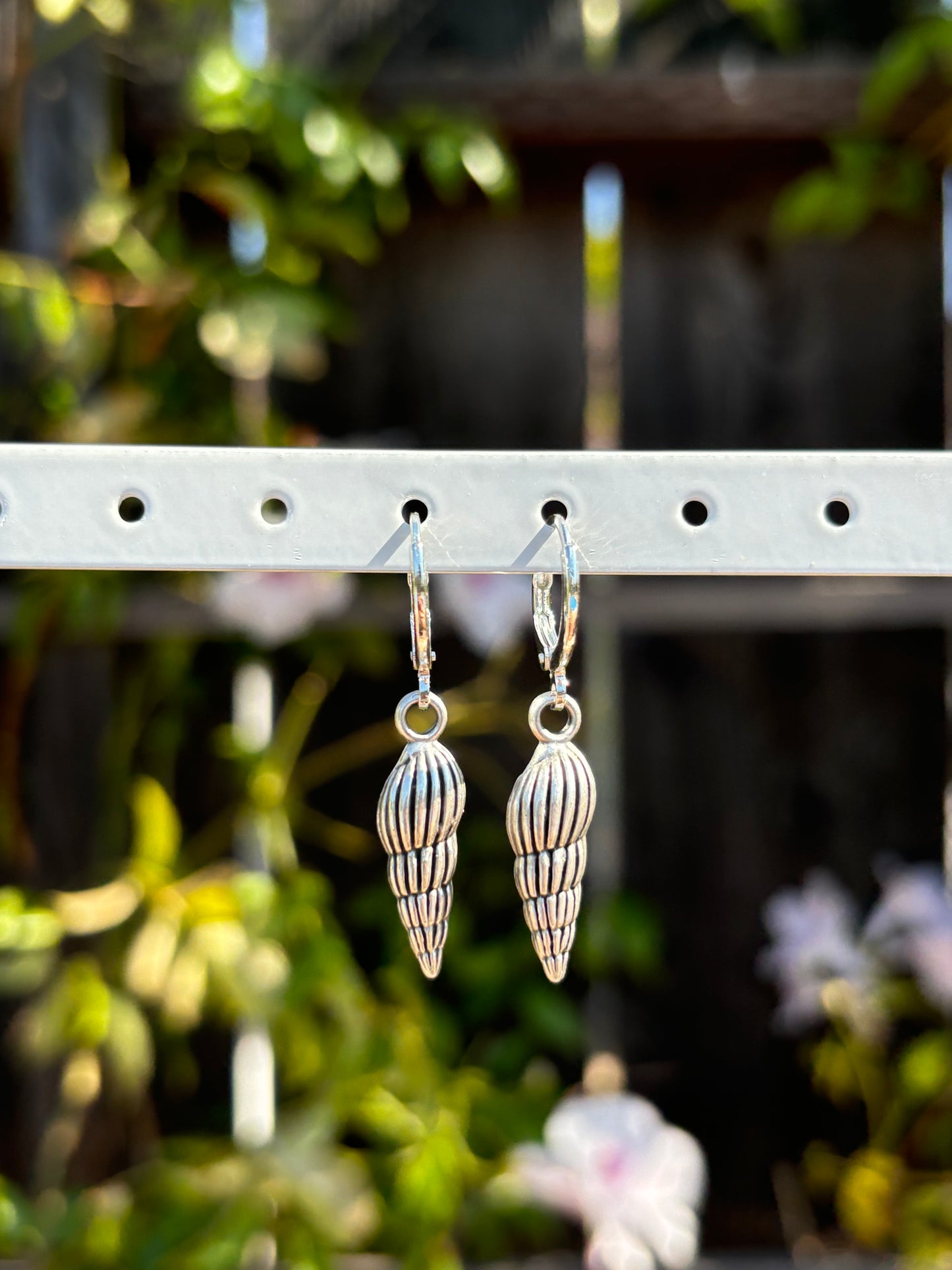 Seashell Silver Huggie Earrings