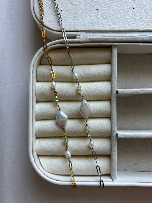 Diamond Pearl Wire Bracelets