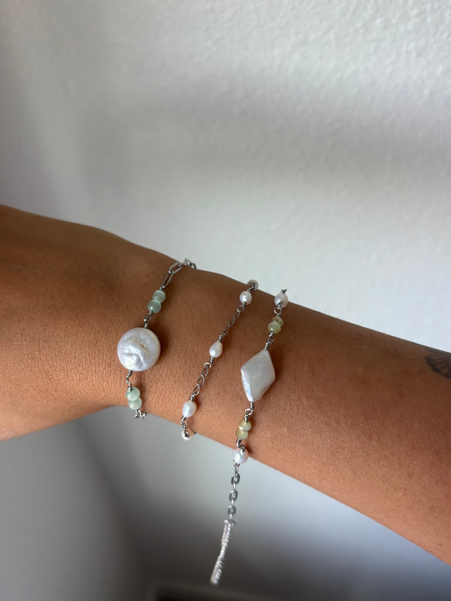 Diamond Pearl Wire Bracelets