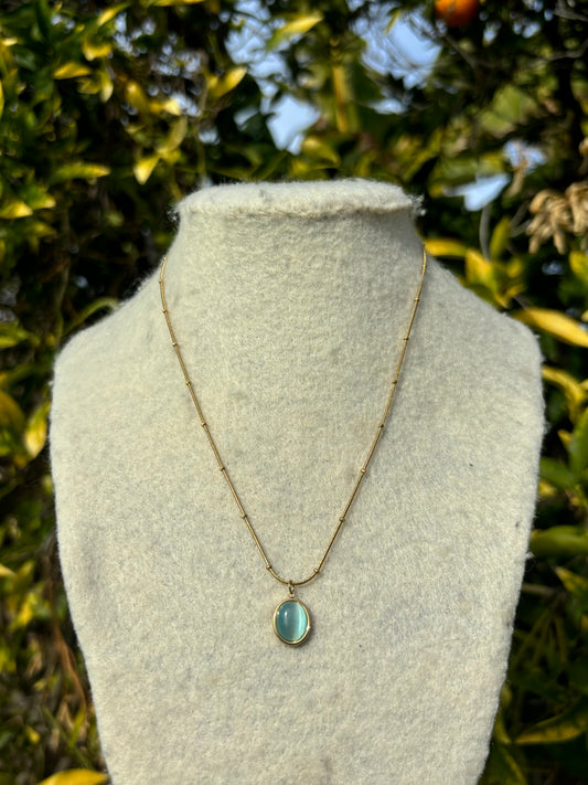 Blue Gemstone Gold Chain Necklace