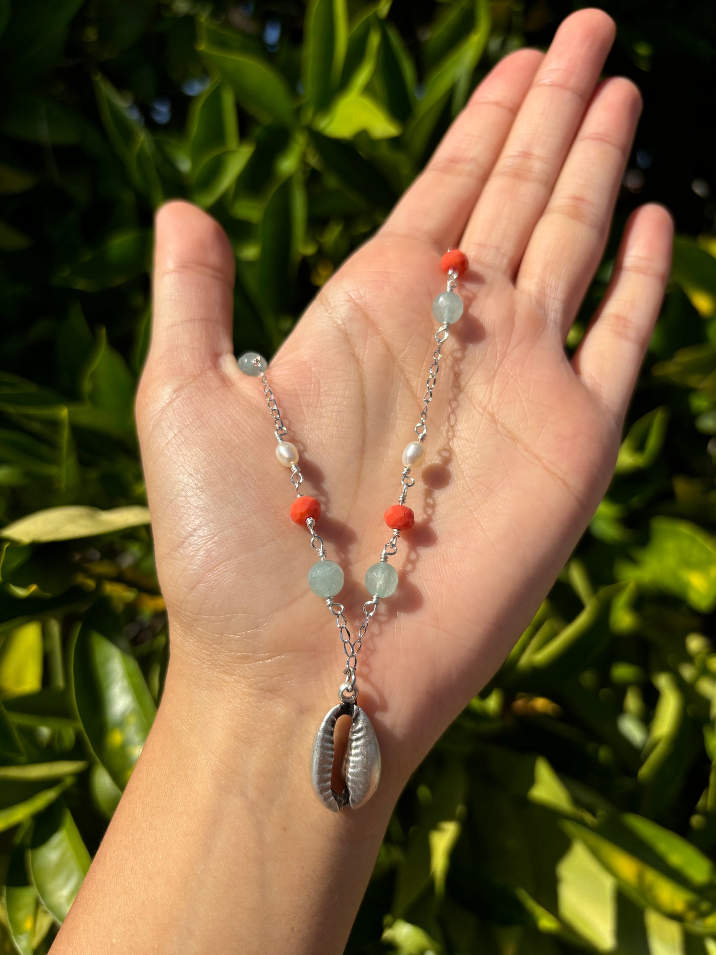 Cowrie Shell Silver Necklace