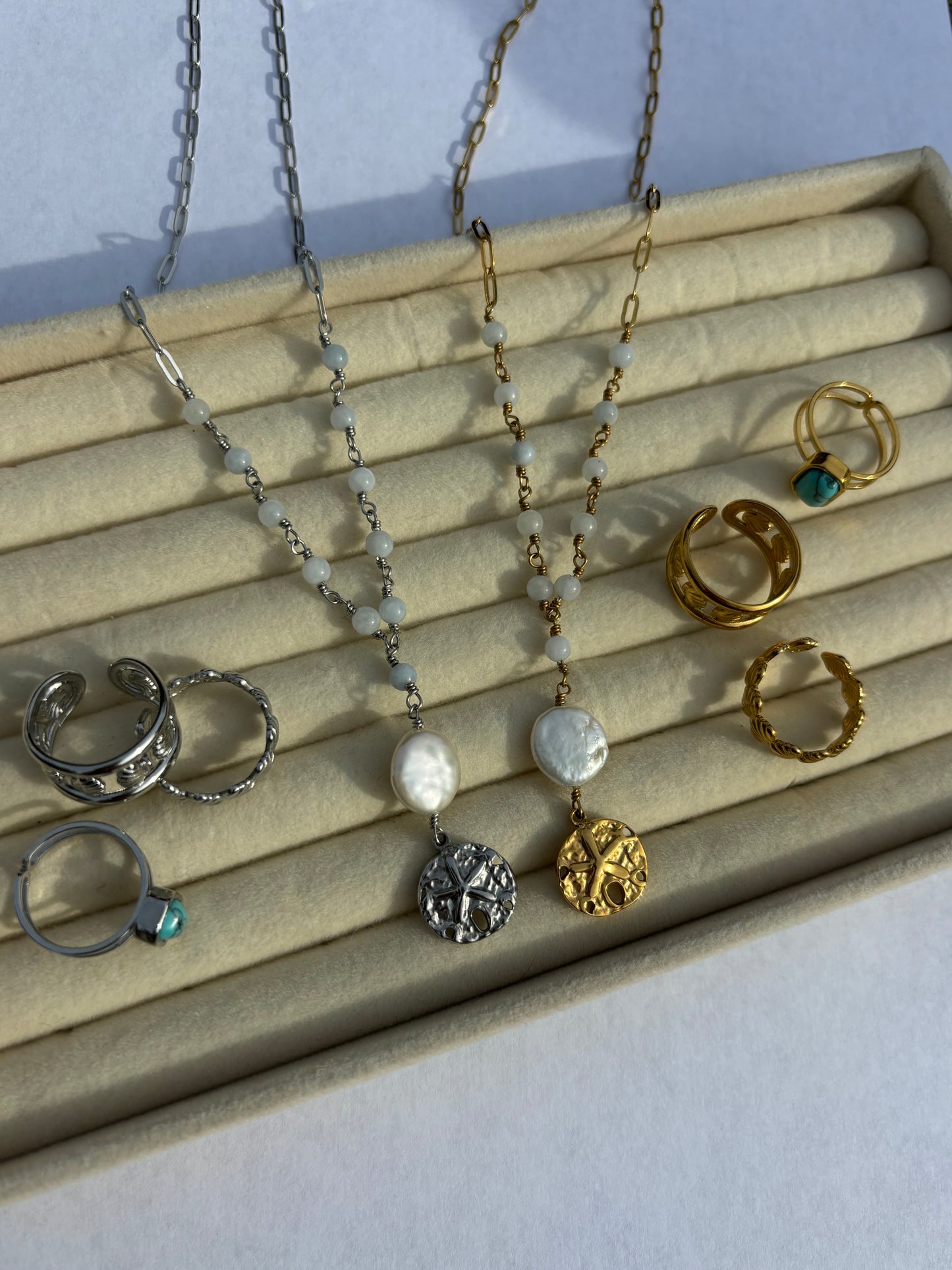 Seashell Frame Adjustable Rings