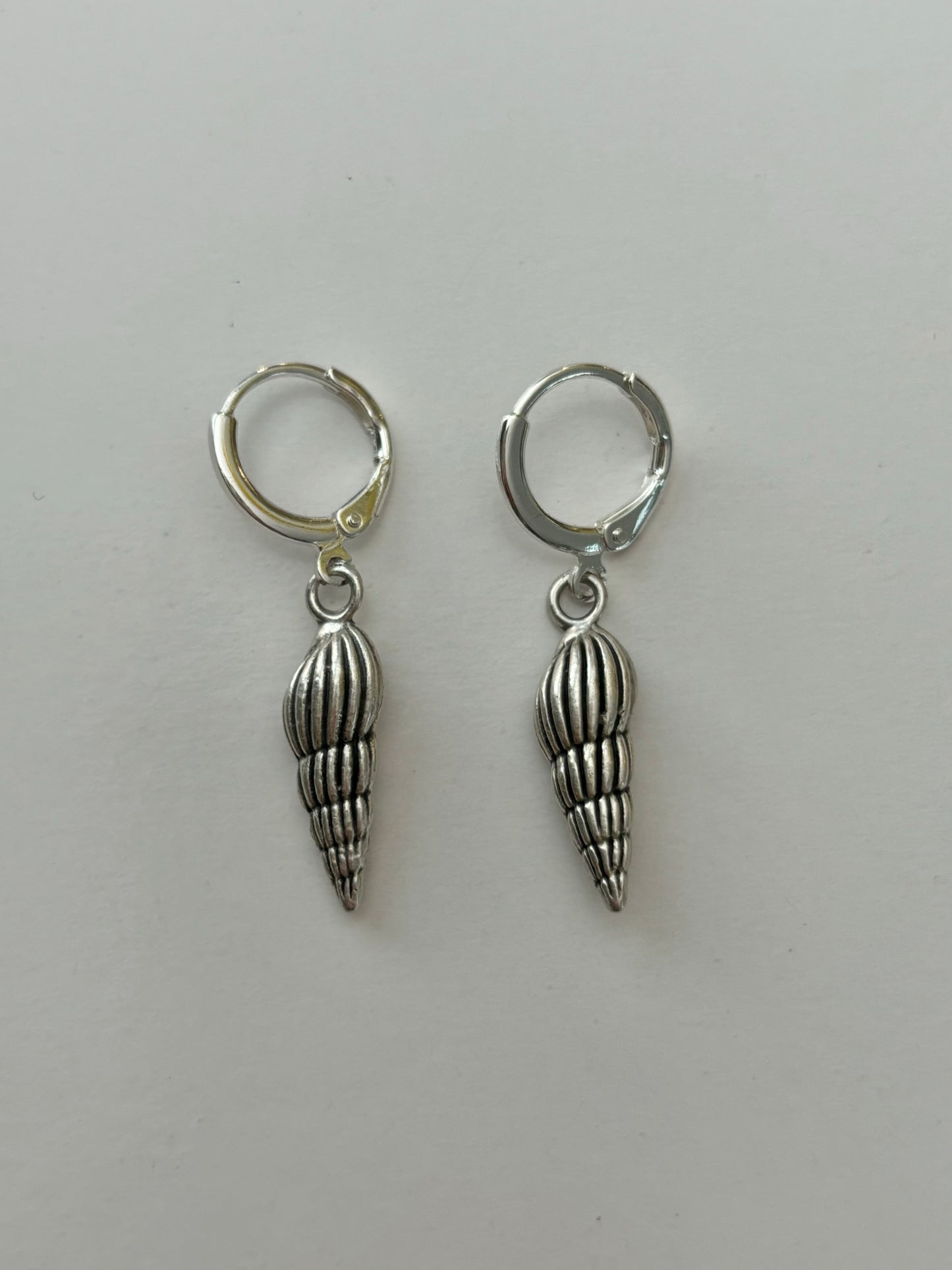 Seashell Silver Huggie Earrings
