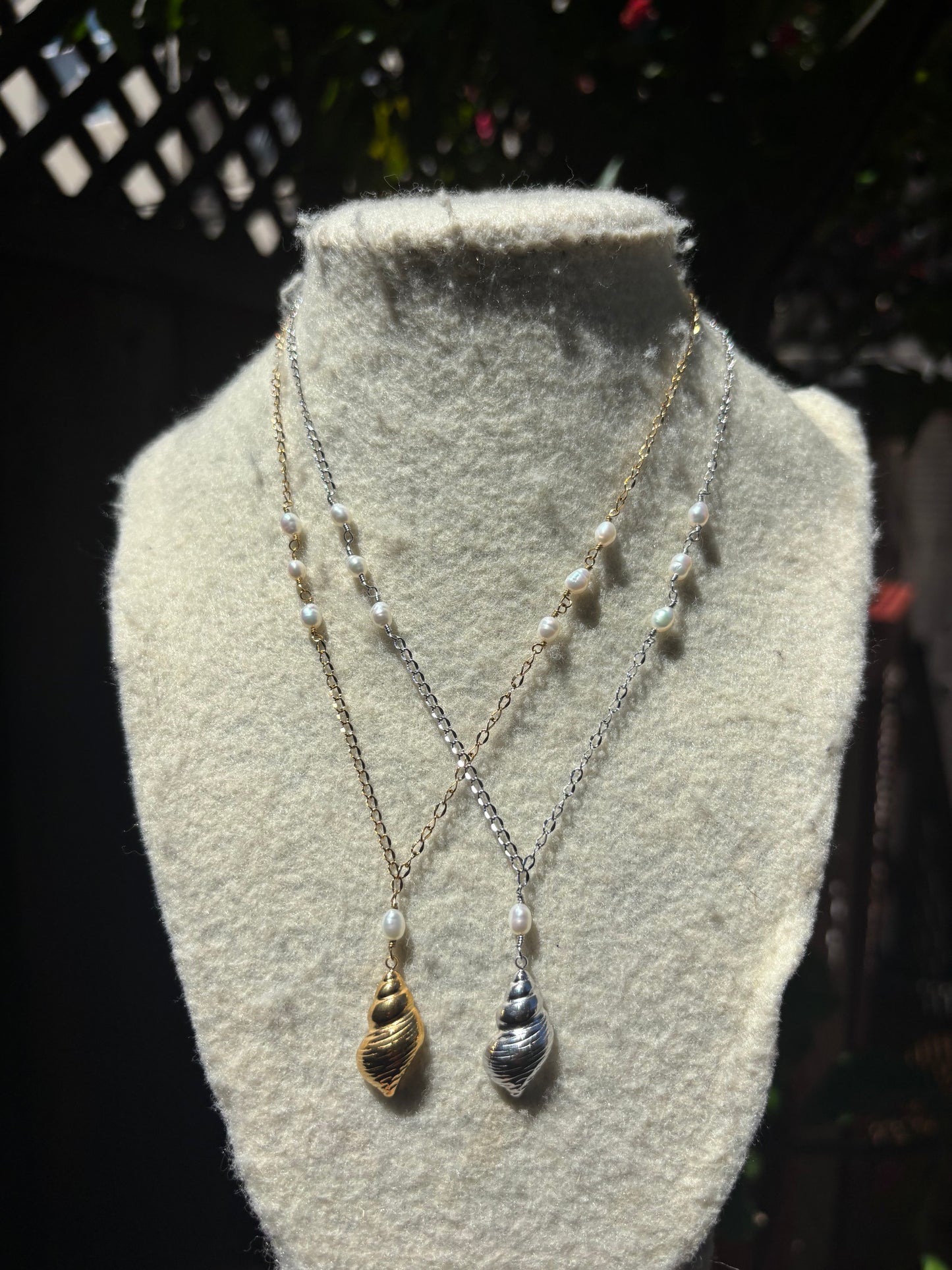 Pearl Shell Drop Wire Chain Necklaces