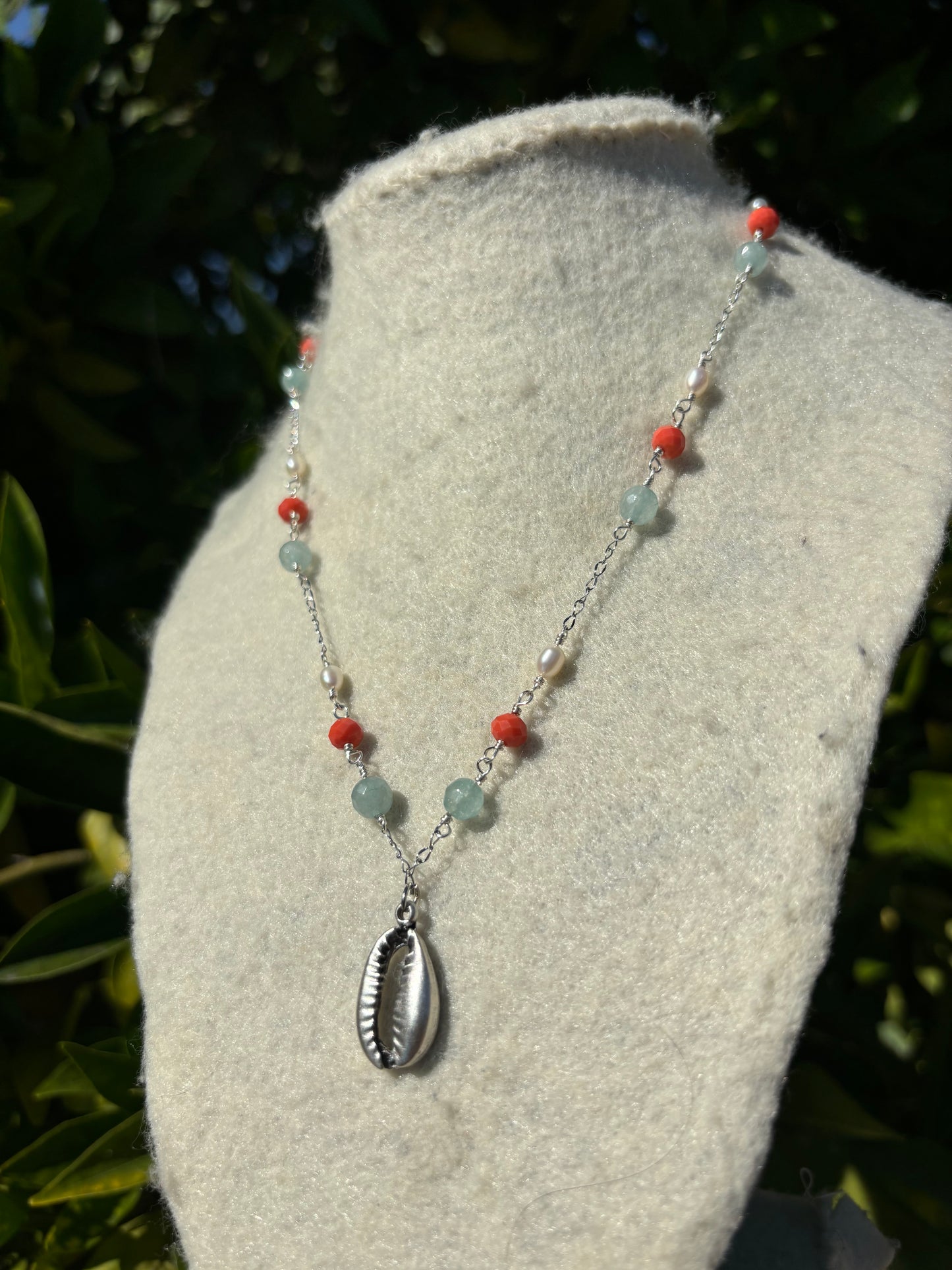 Cowrie Shell Silver Necklace