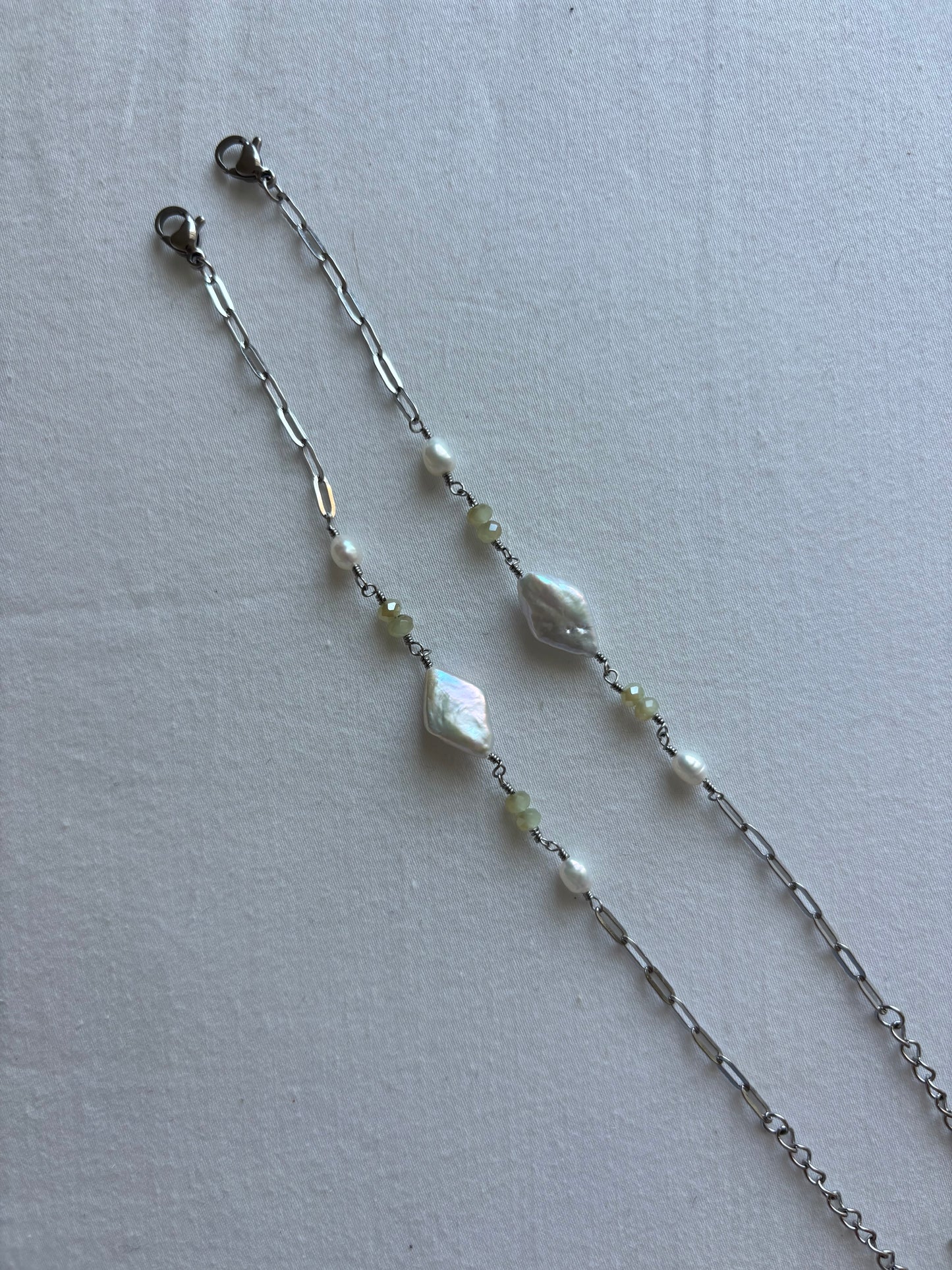 Diamond Pearl Wire Bracelets