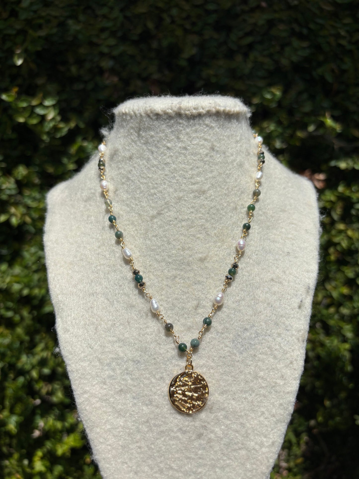 Jasper Pearl Sun Gold Necklace