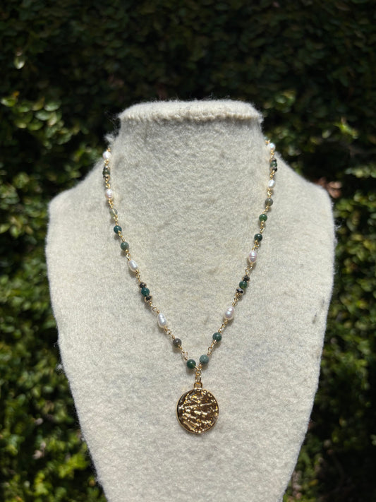 Jasper Pearl Sun Gold Necklace