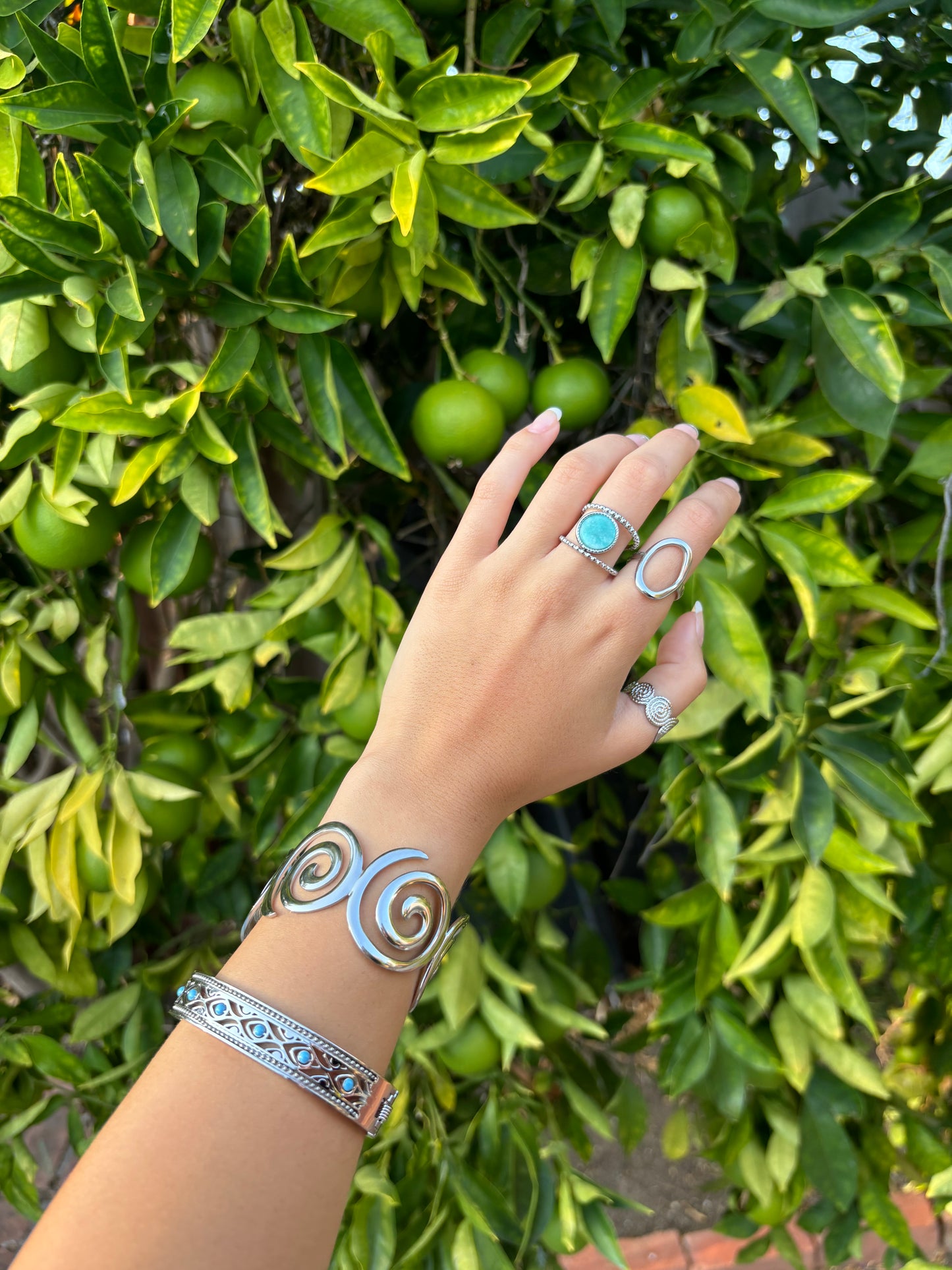 Blue Geometric Bangle Cuff