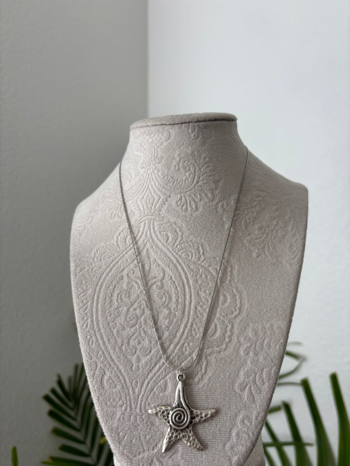 Spiral Starfish Silver Chain Necklace