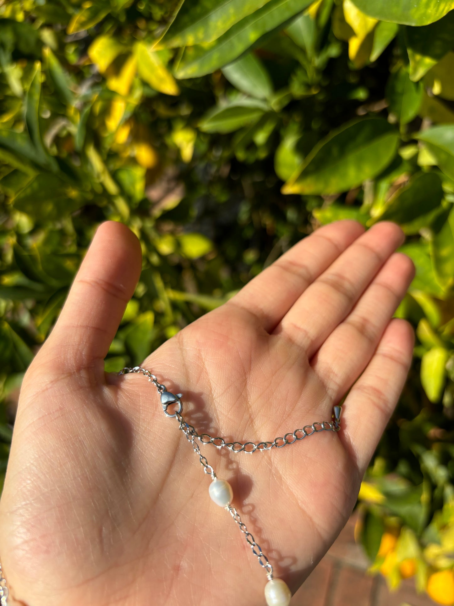 Spiral Pearl Drop Silver Necklace