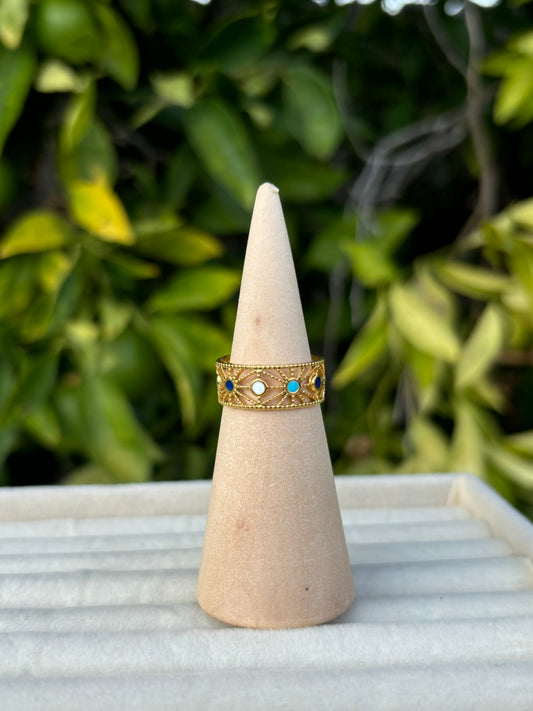 Colorful Geometric Gold Ring