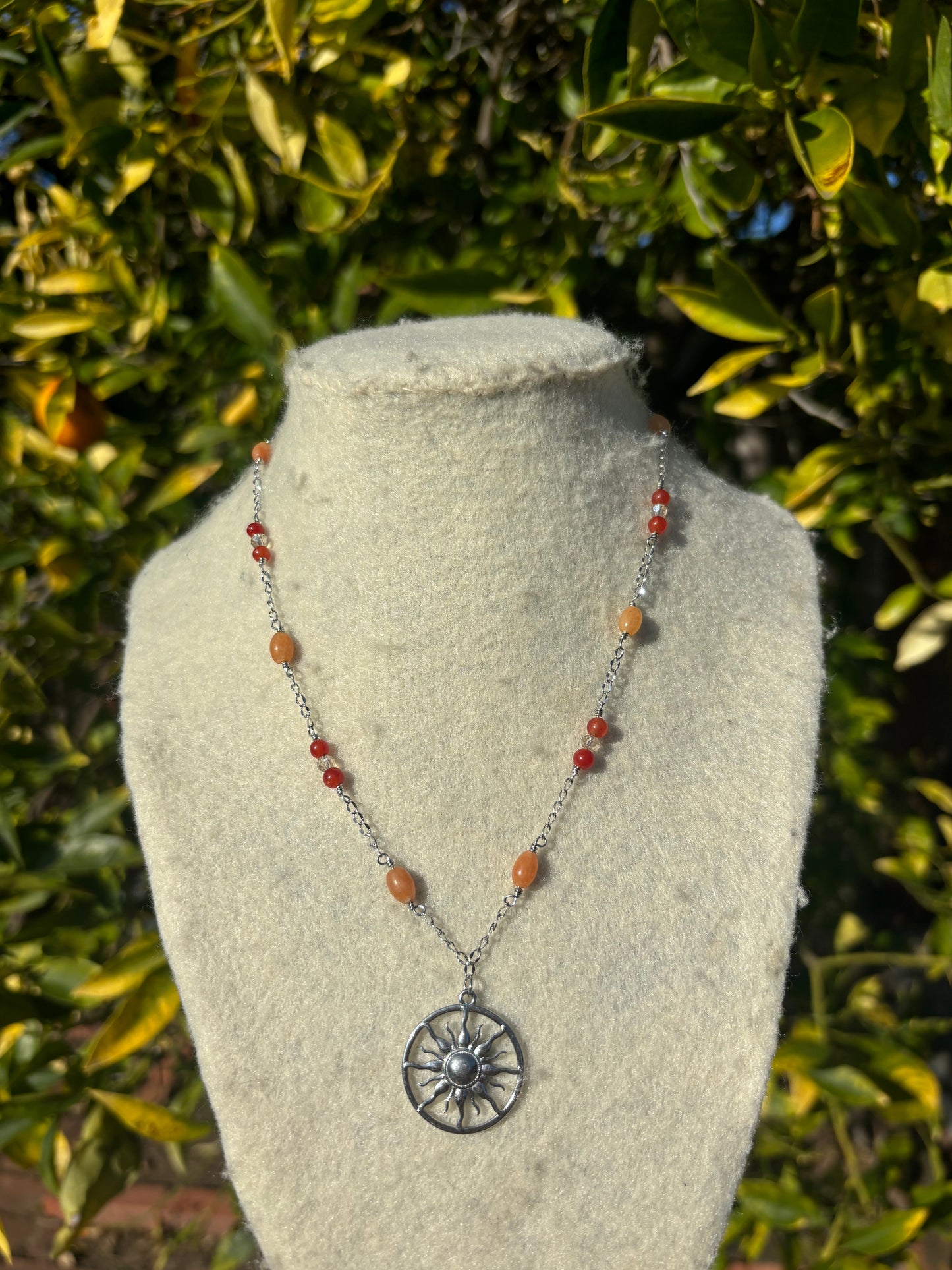 Sunburst Orange Wire Chain Necklaces