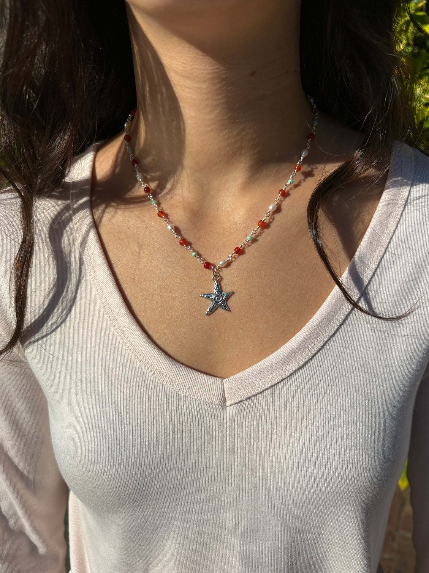 Spiral Starfish Bead Wire Necklaces