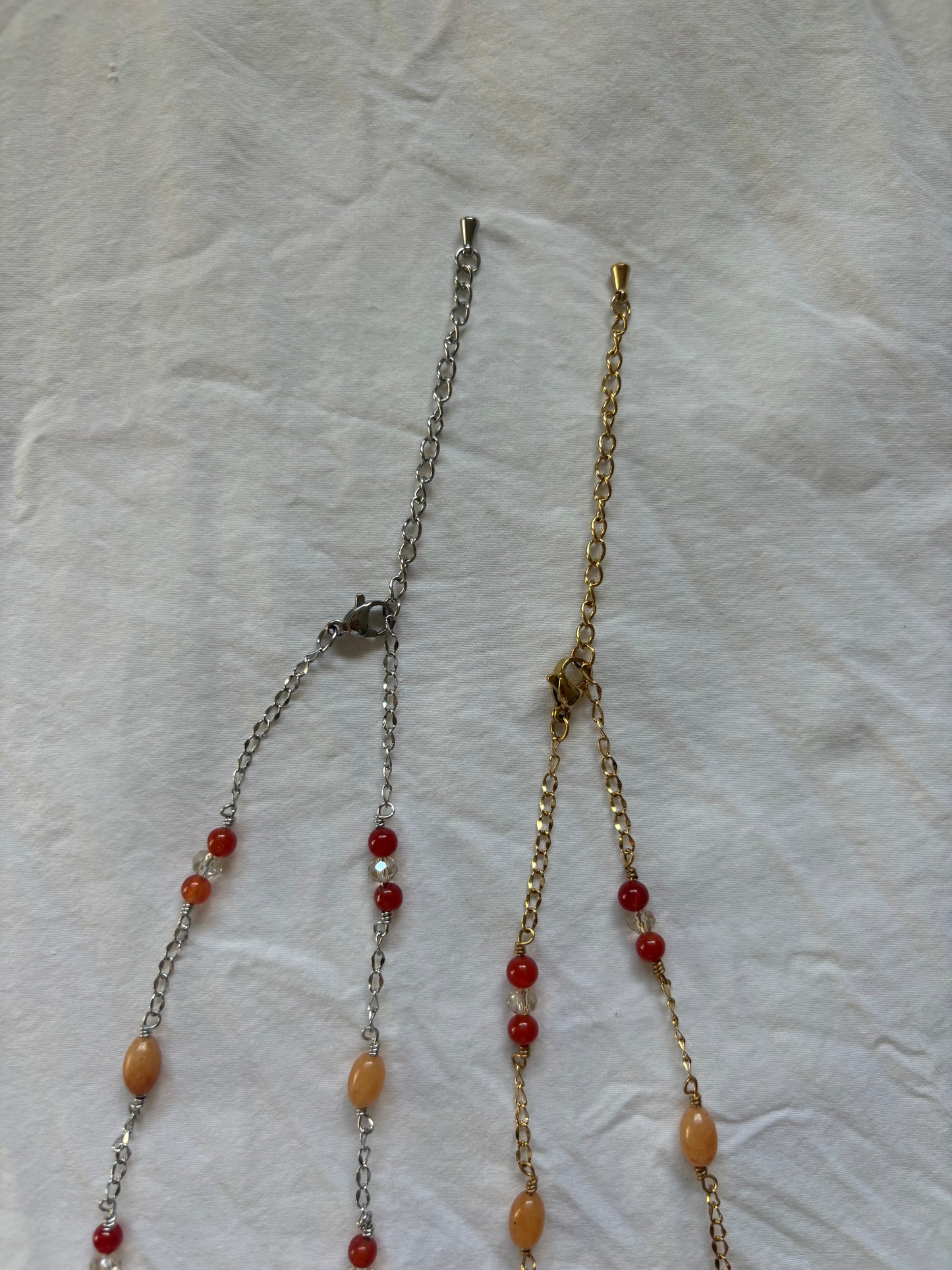 Sunburst Orange Wire Chain Necklaces