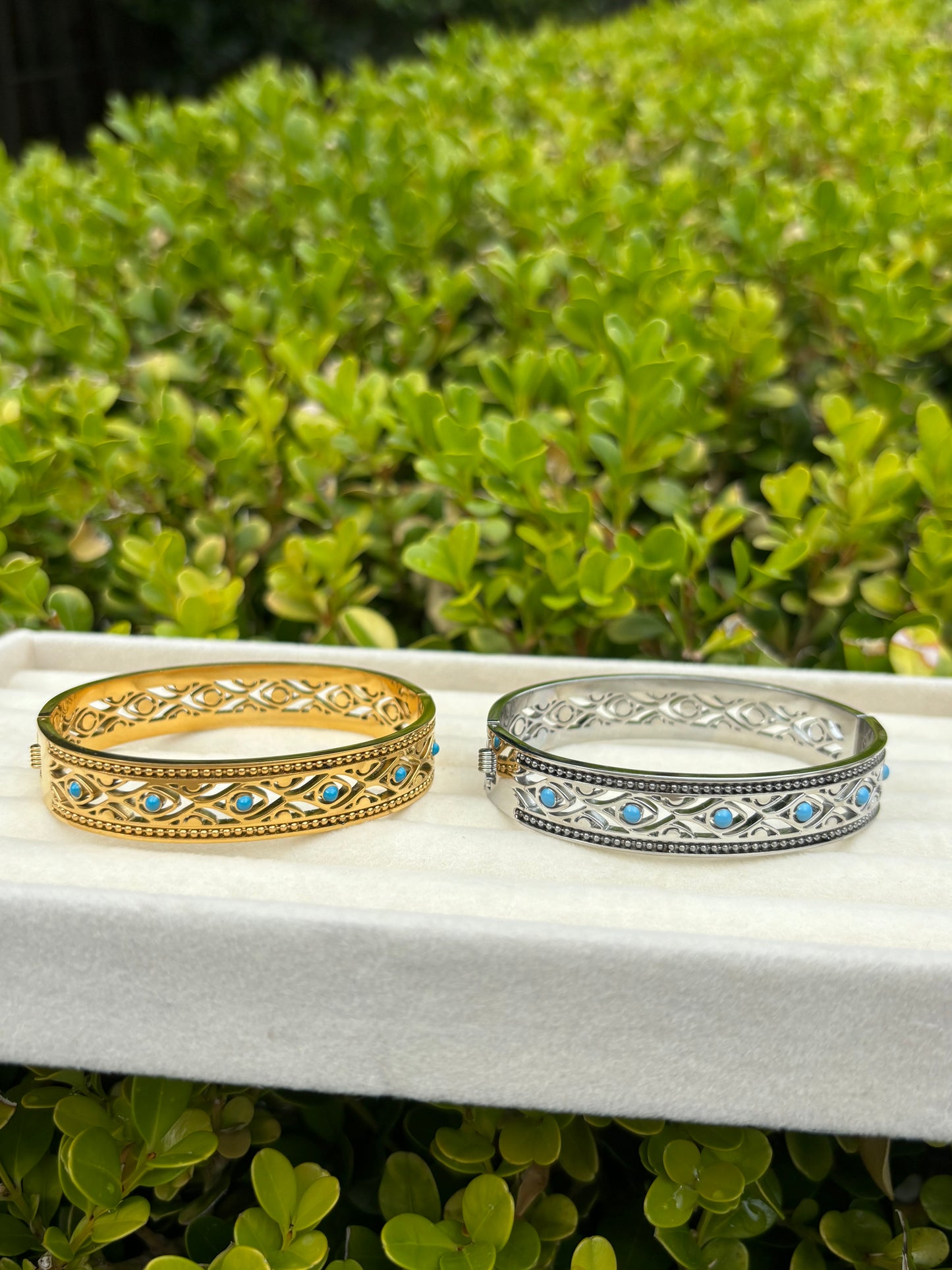 Blue Geometric Bangle Cuff