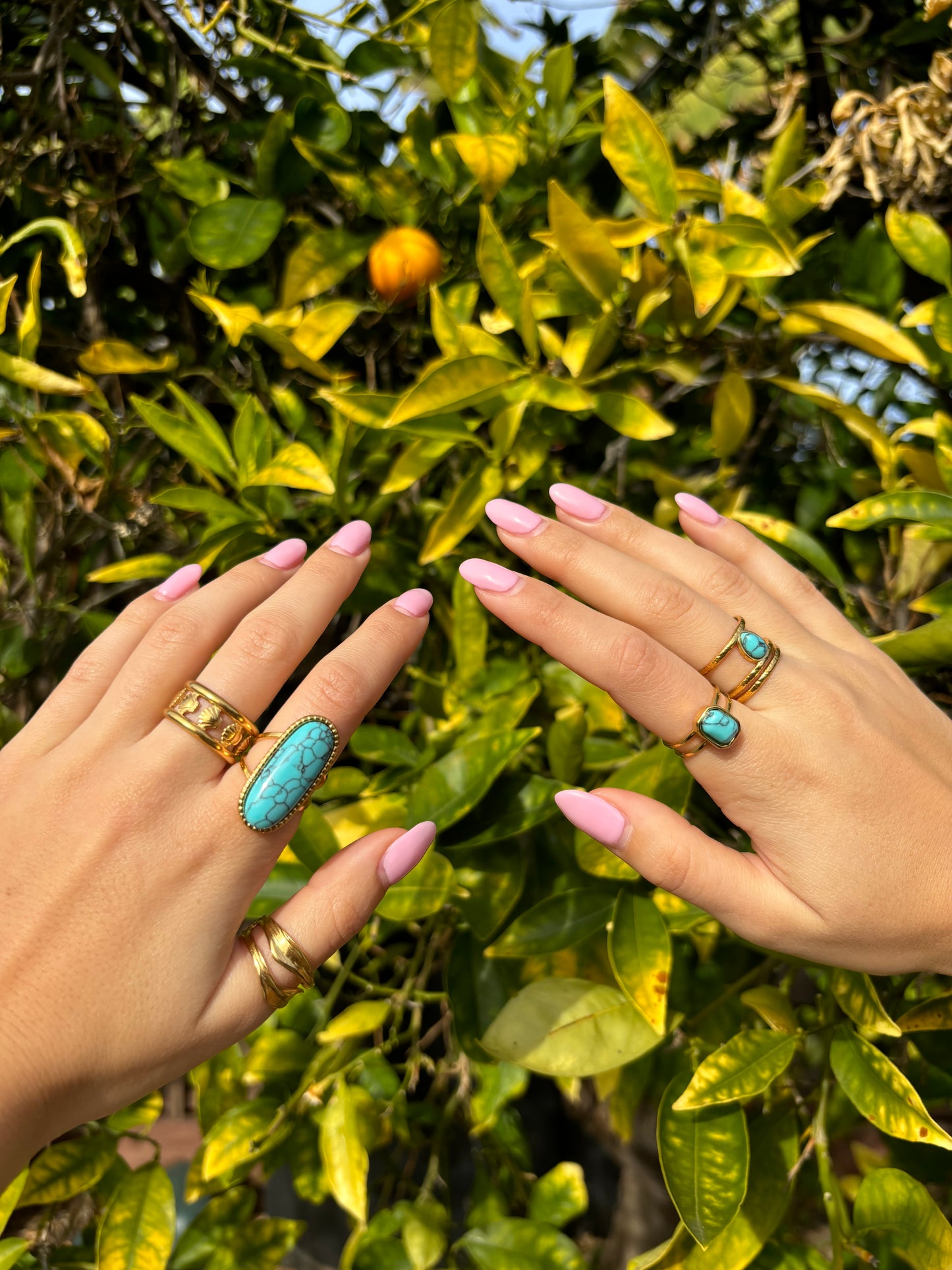 Chunky Blue Stone Adjustable Rings