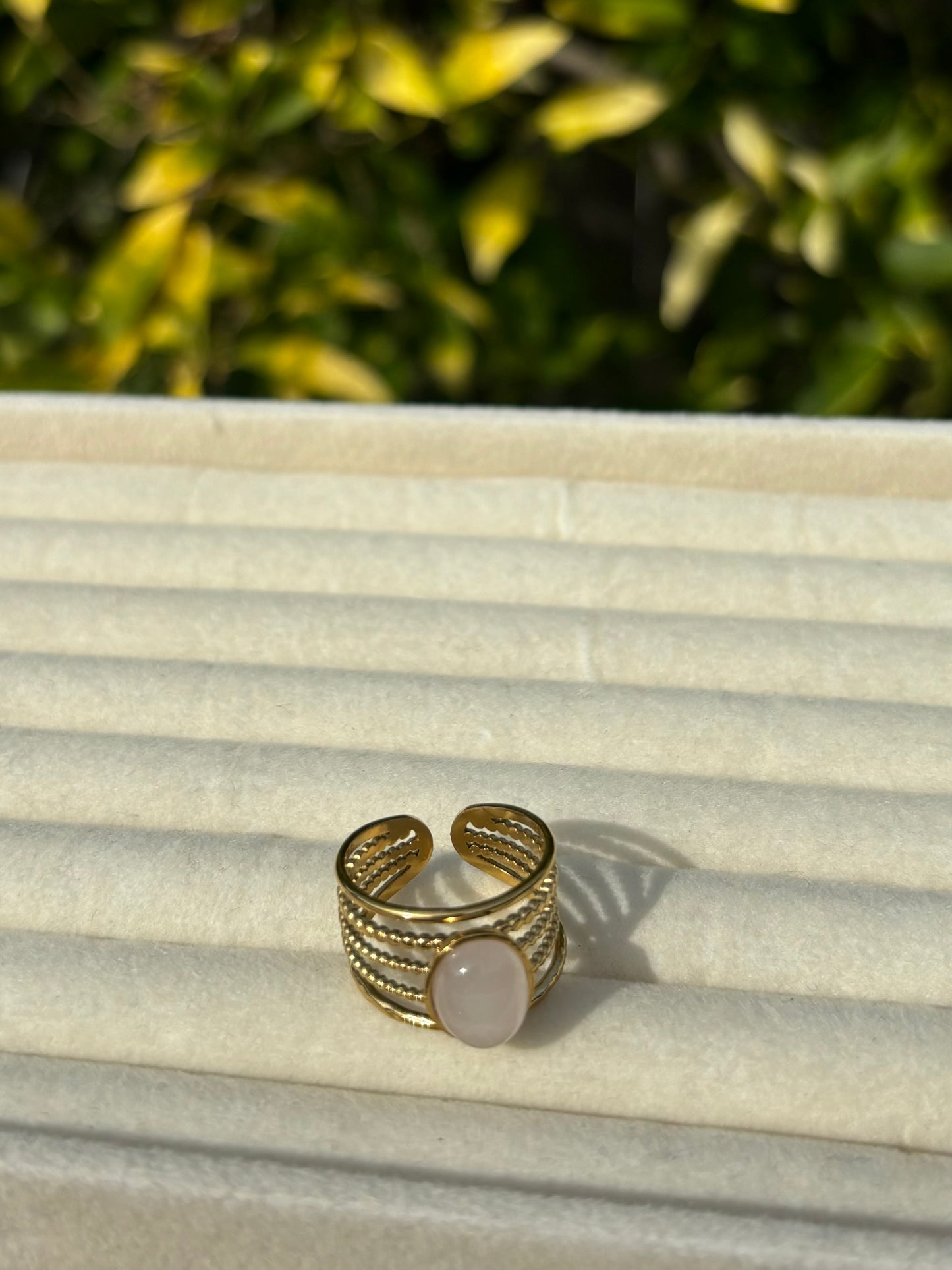 Pink Stacked Gold Ring