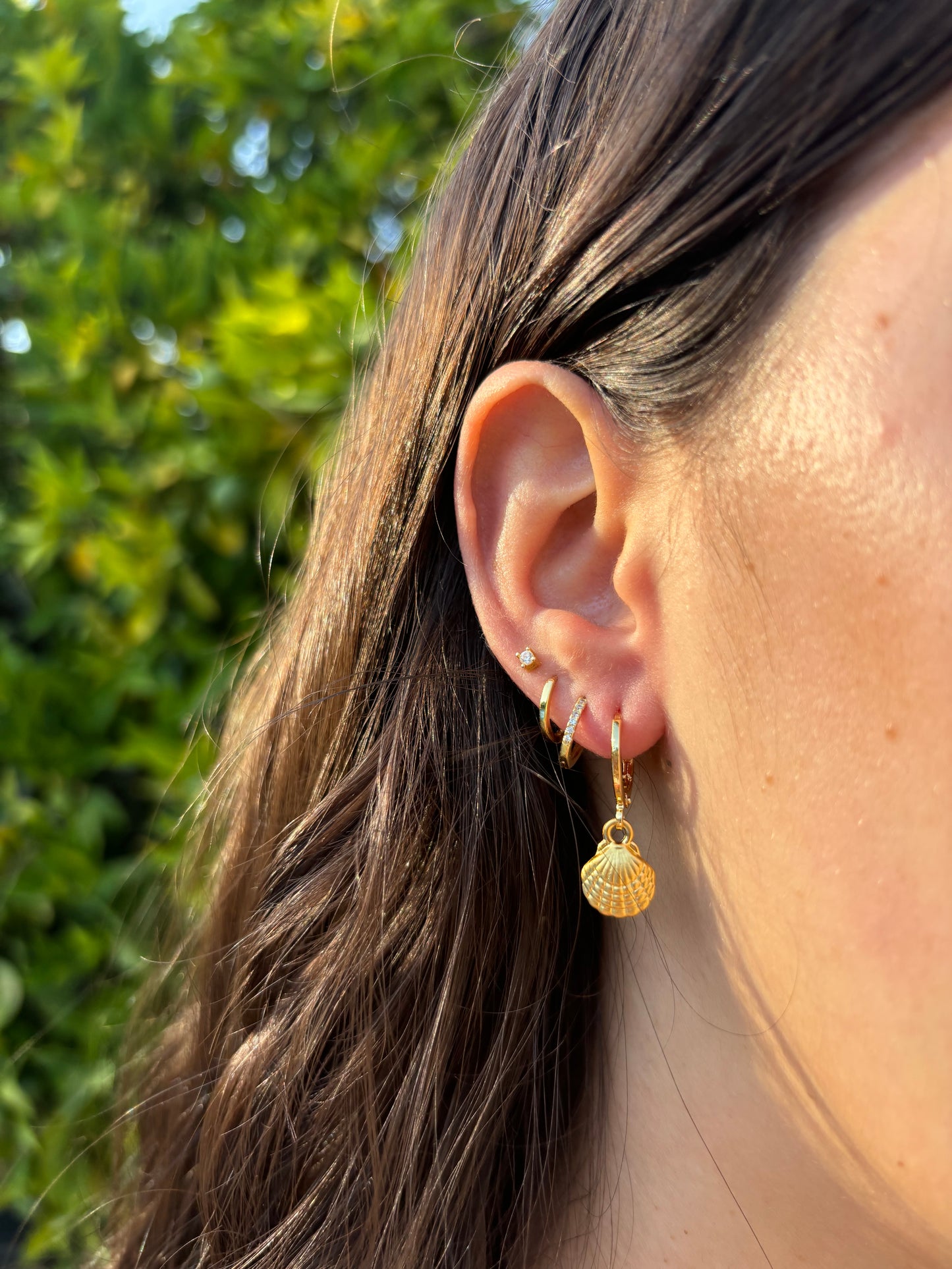 Mini Shell Huggie Earrings