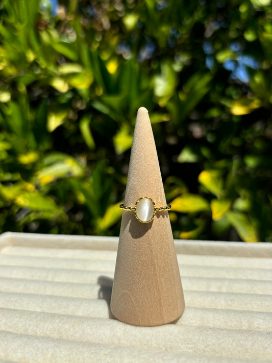 Opal Stone Gold Ring Size 7