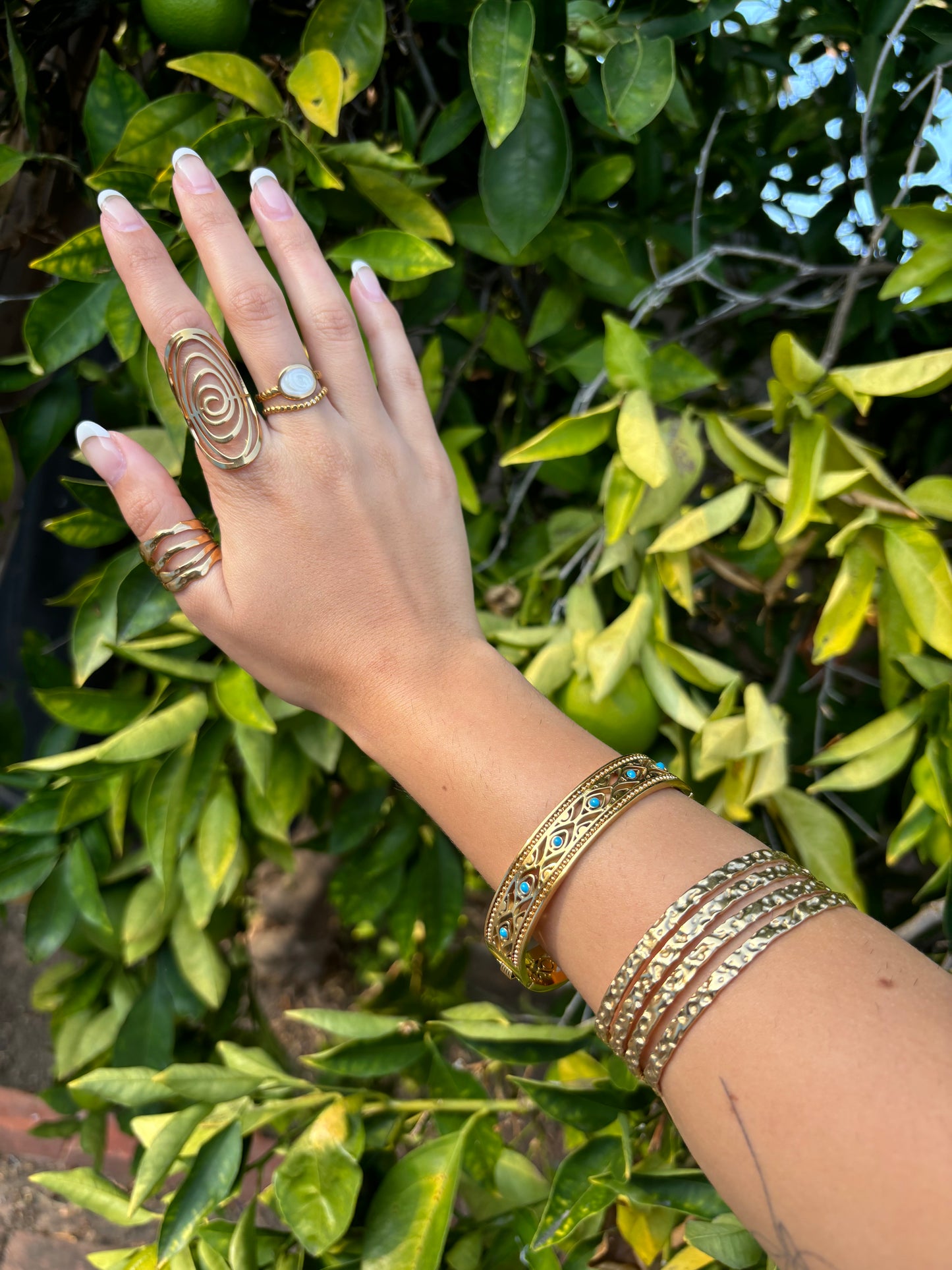 Blue Geometric Bangle Cuff