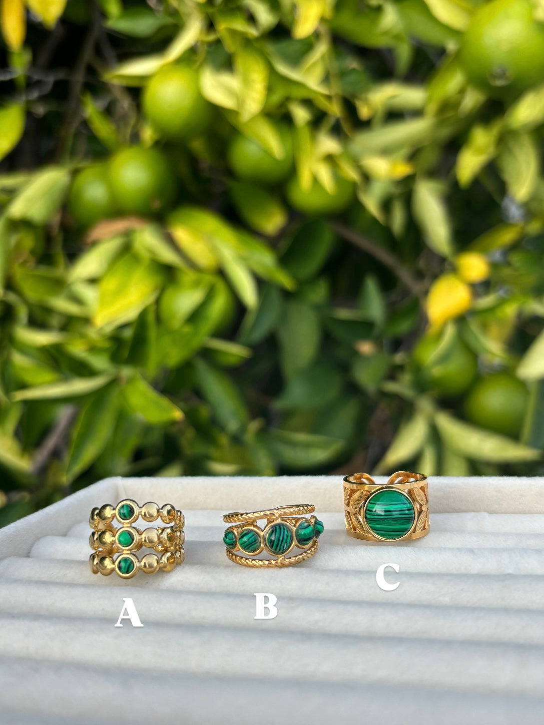 Green Stone Gold Rings