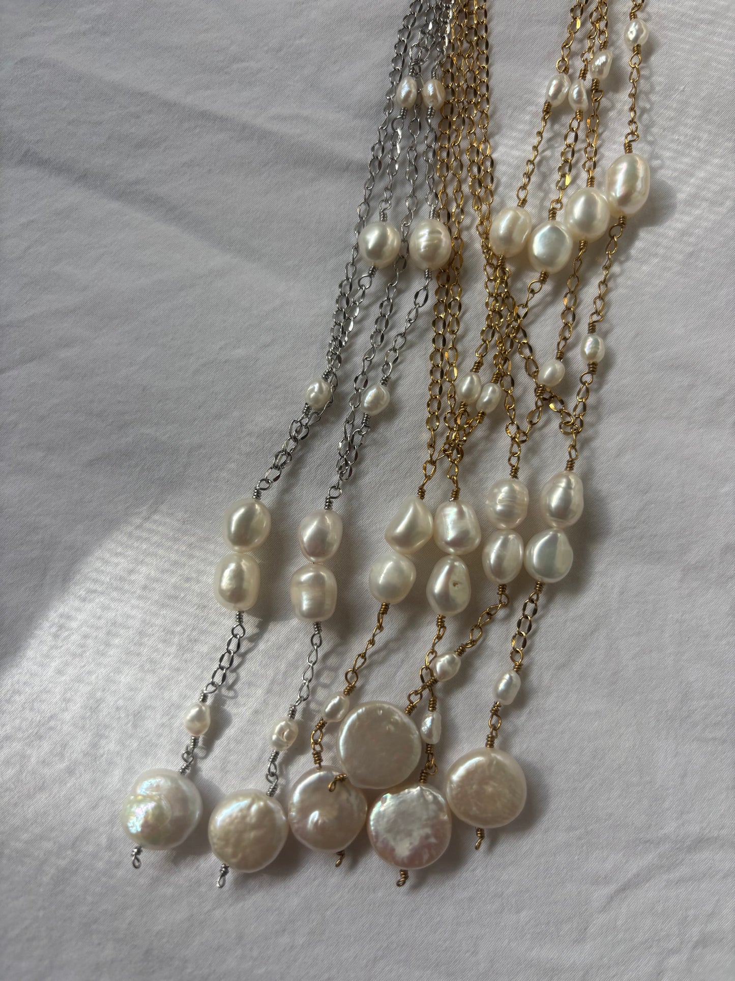 Pearl Drop Half Chain Necklaces
