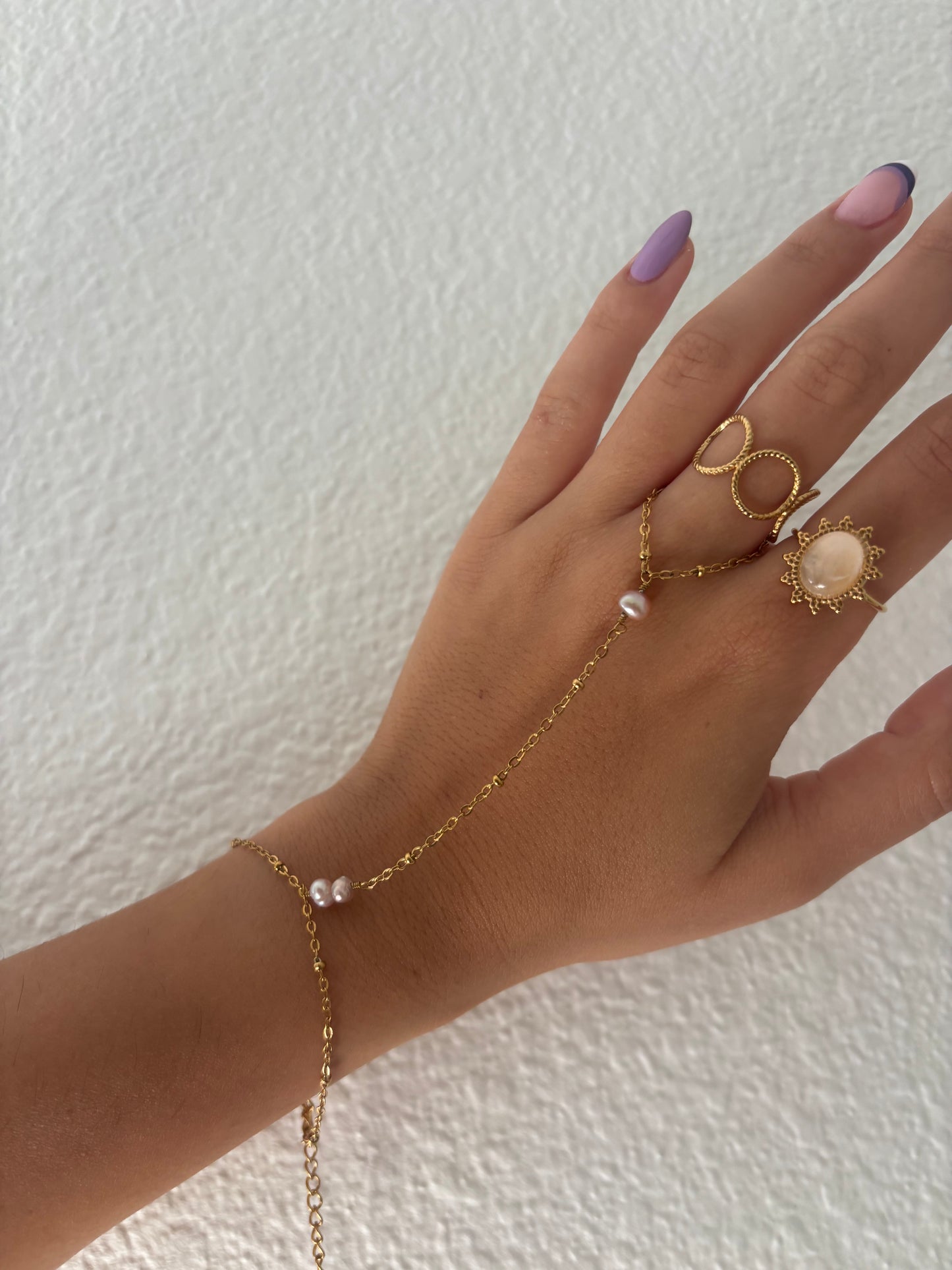 Pink Pearl Gold Handchain