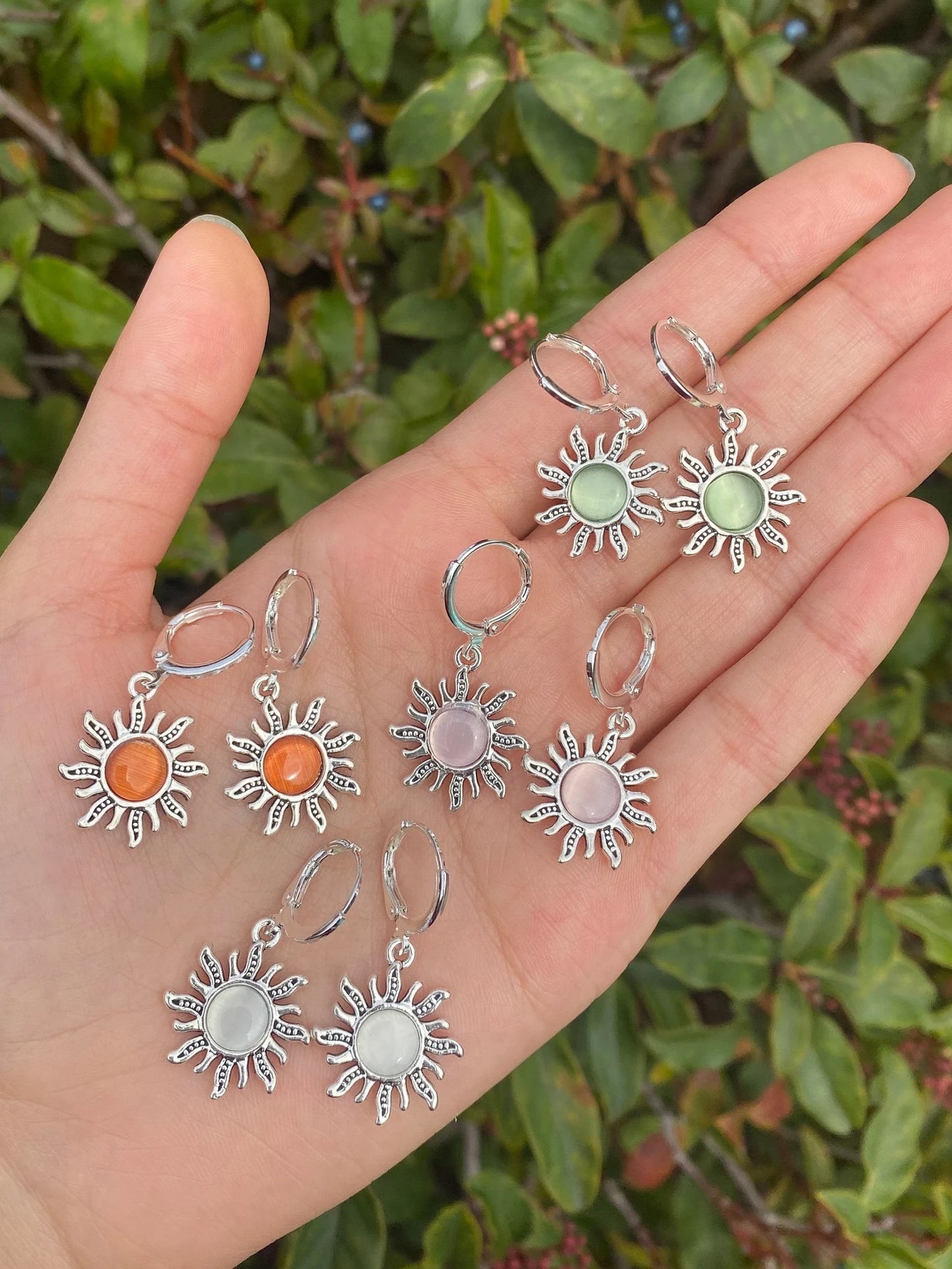 Sun Silver Huggie Earrings