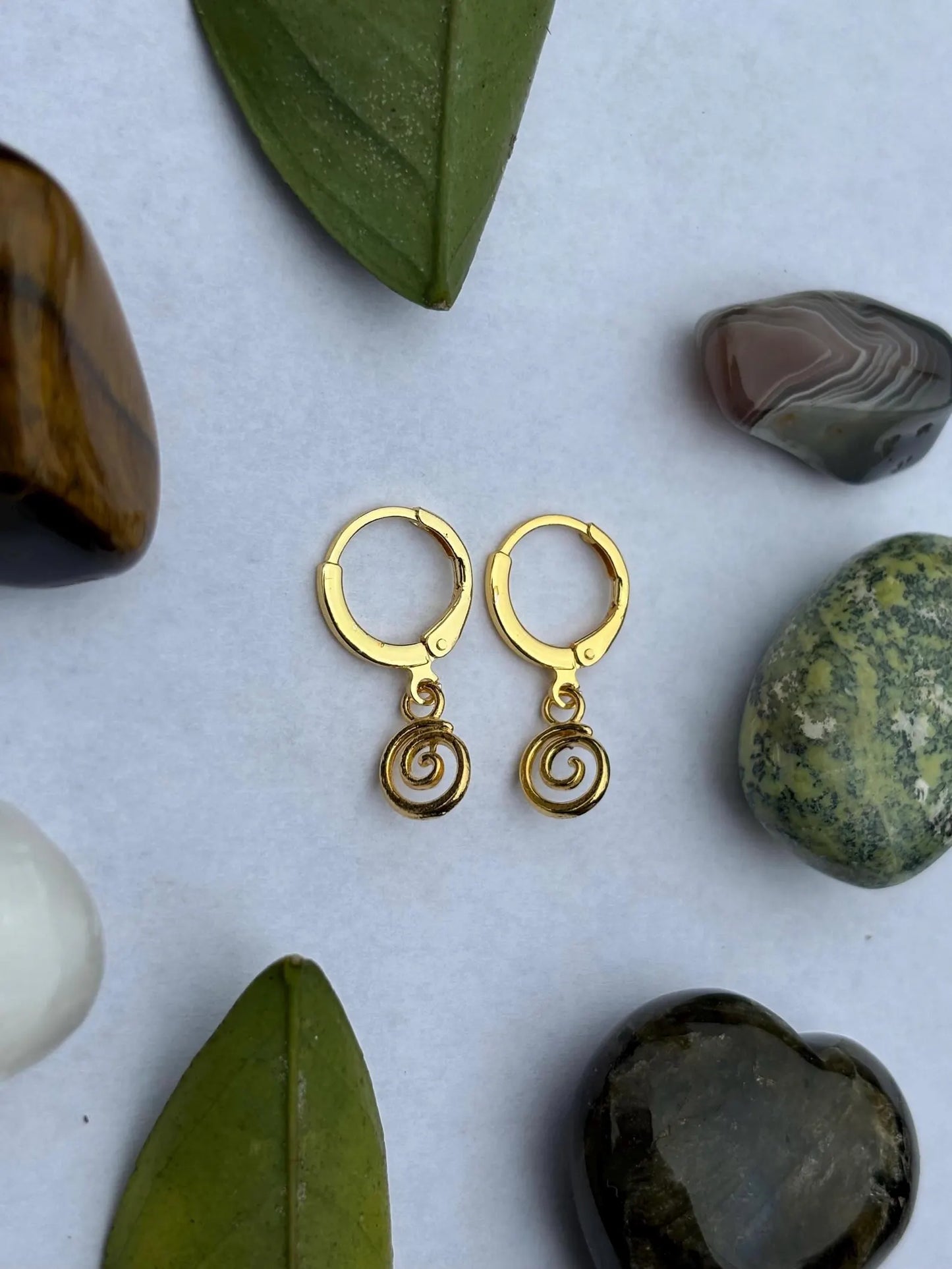 Mini Spiral Gold Huggie Earrings