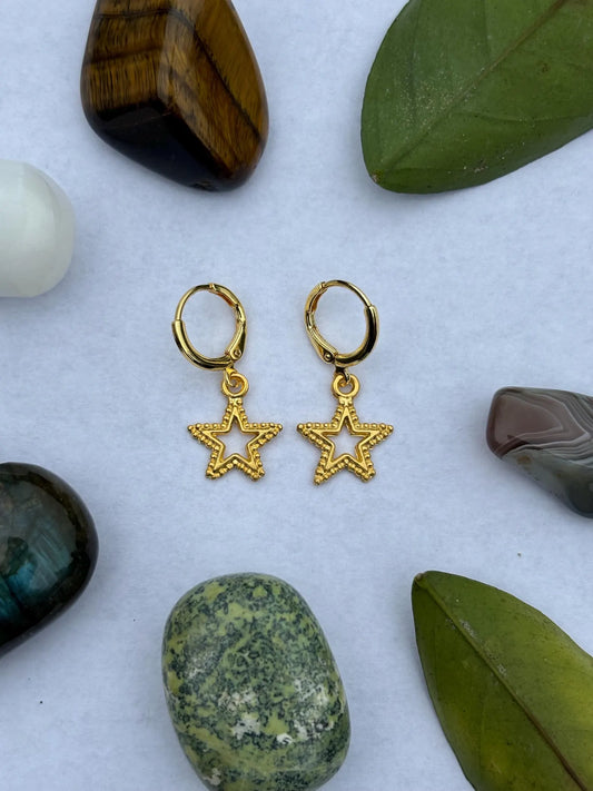 Star Gold Huggie Earrings