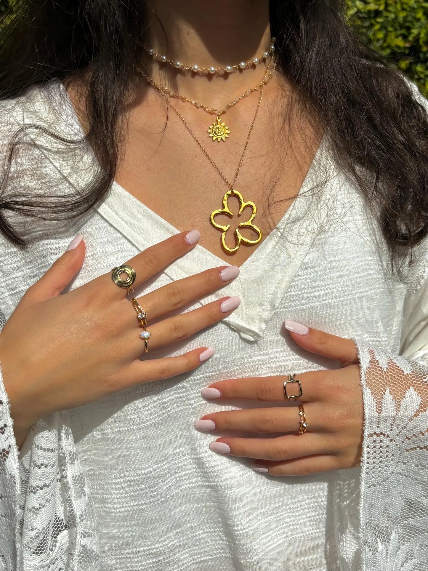 Chunky Flower Gold Chain Necklace