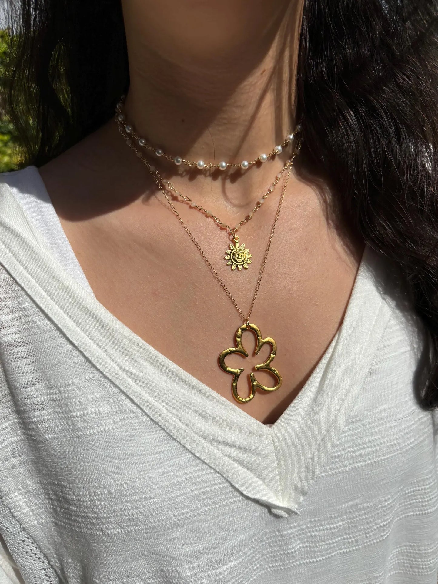 Chunky Flower Gold Chain Necklace