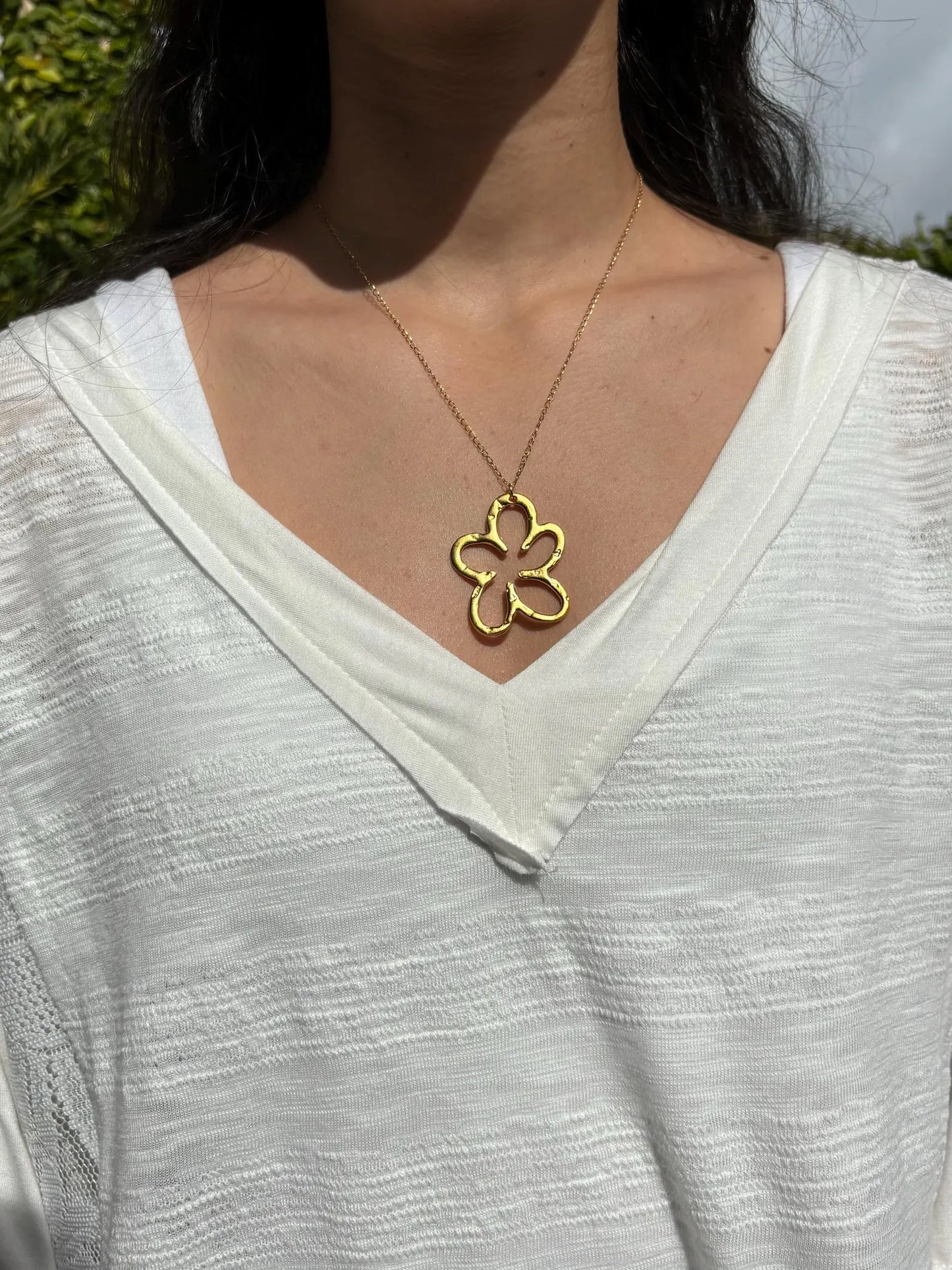 Chunky Flower Gold Chain Necklace