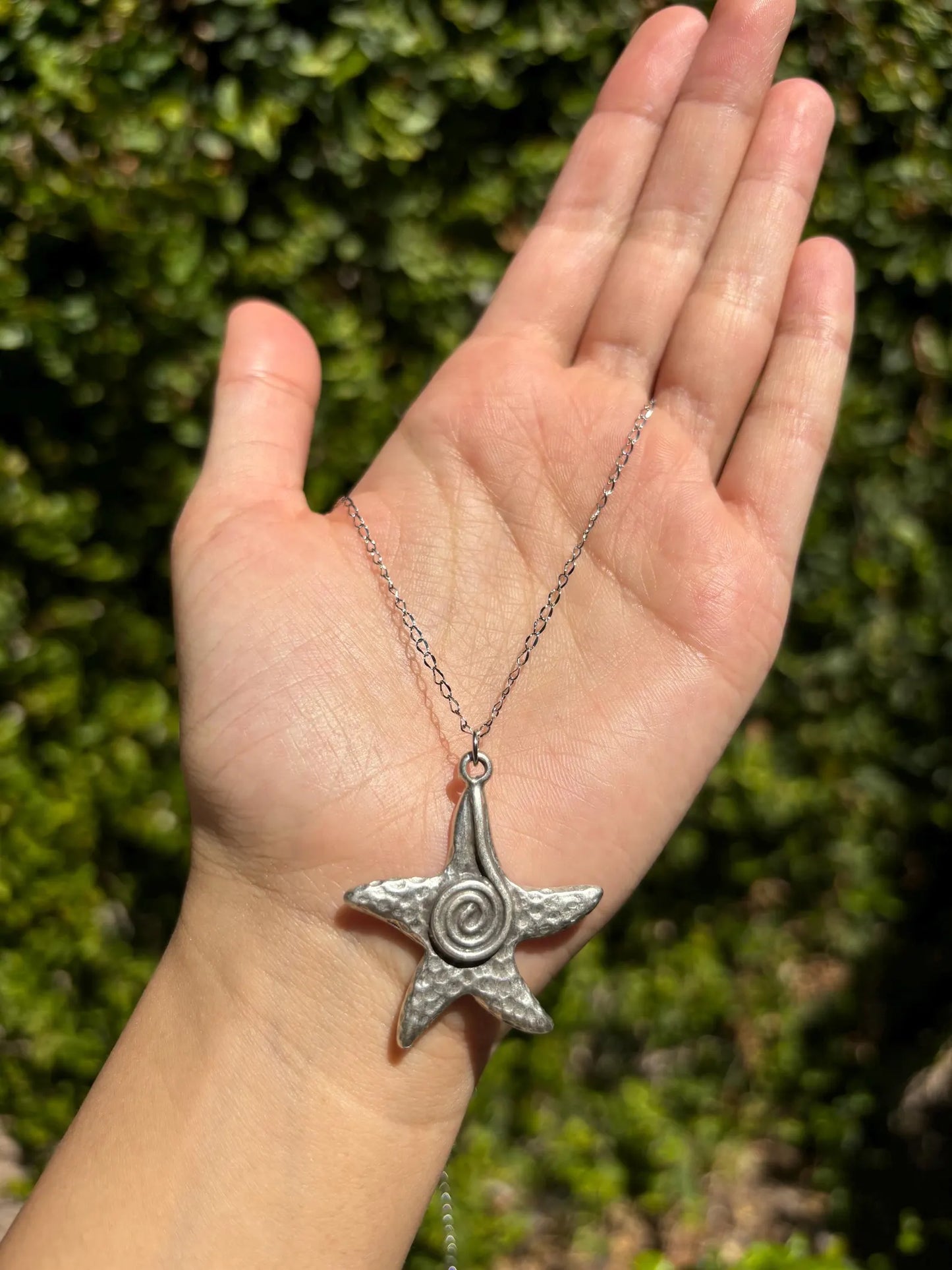 Spiral Starfish Silver Chain Necklace